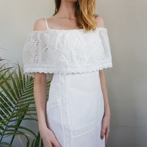 Free People  Eyelet White Boho Midi Dress